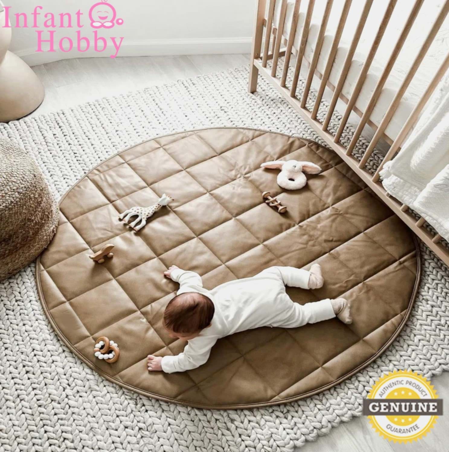 Picture of İnfant Hobby Premium %100 Pamuk Çift Taraflı Kapitone Bebek Oyun Halısı & Oyun Matı 120x120x2 Cm (KUM BEJ PAMUK) 16