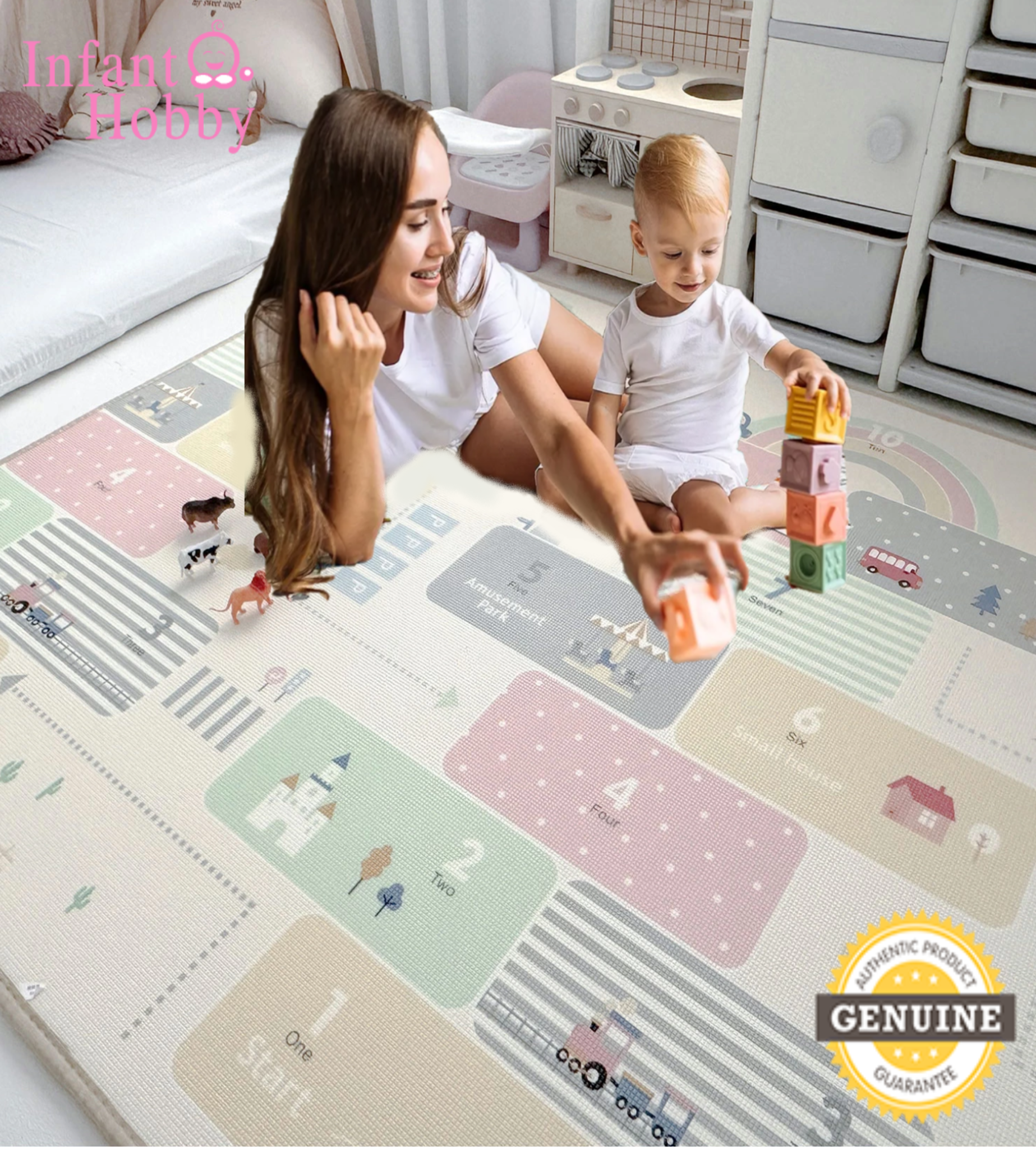 Picture of  Happy Friends Premium Katlanabilir Oyun Matı Oyun Halısı 160x180x1 Cm ( Özel Koruyucu Kenar Biyeli )